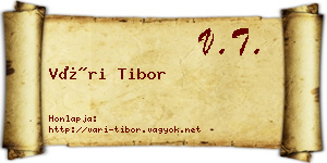 Vári Tibor névjegykártya